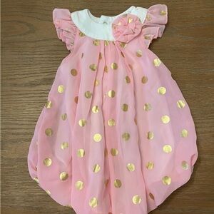 Baby Essentials Blush and Gold Dot Dress